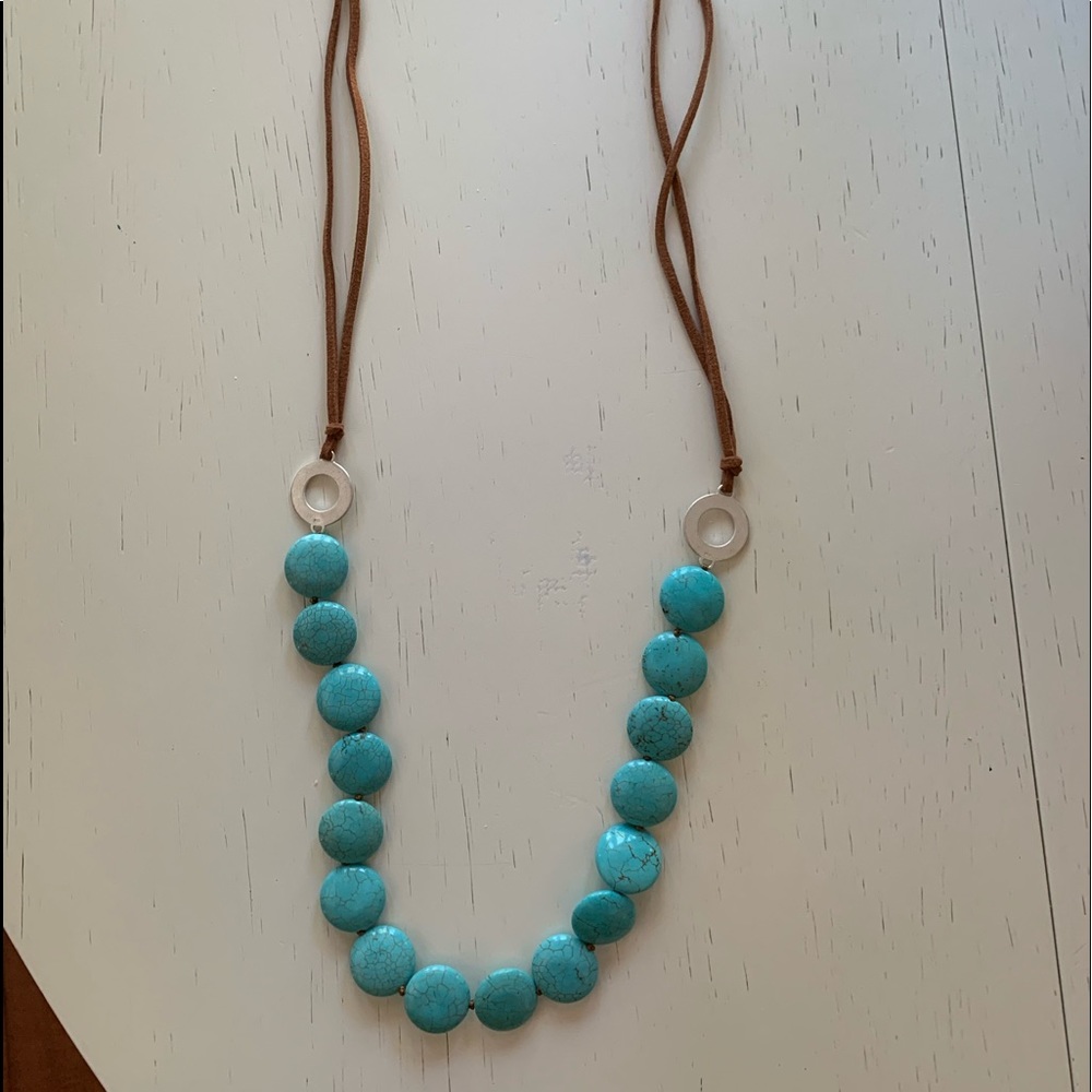 Stella & Dot Turquoise Beaded Leather Bracelet